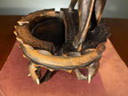 Vintage African Lion & Elephant Carved Tray