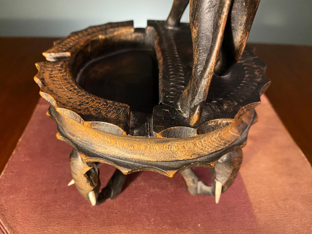 Vintage African Lion & Elephant Carved Tray