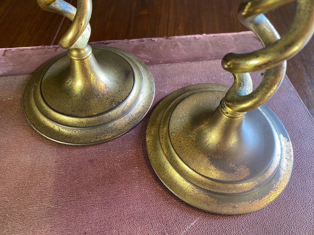 Pair of Barley Twist Brass Candlesticks