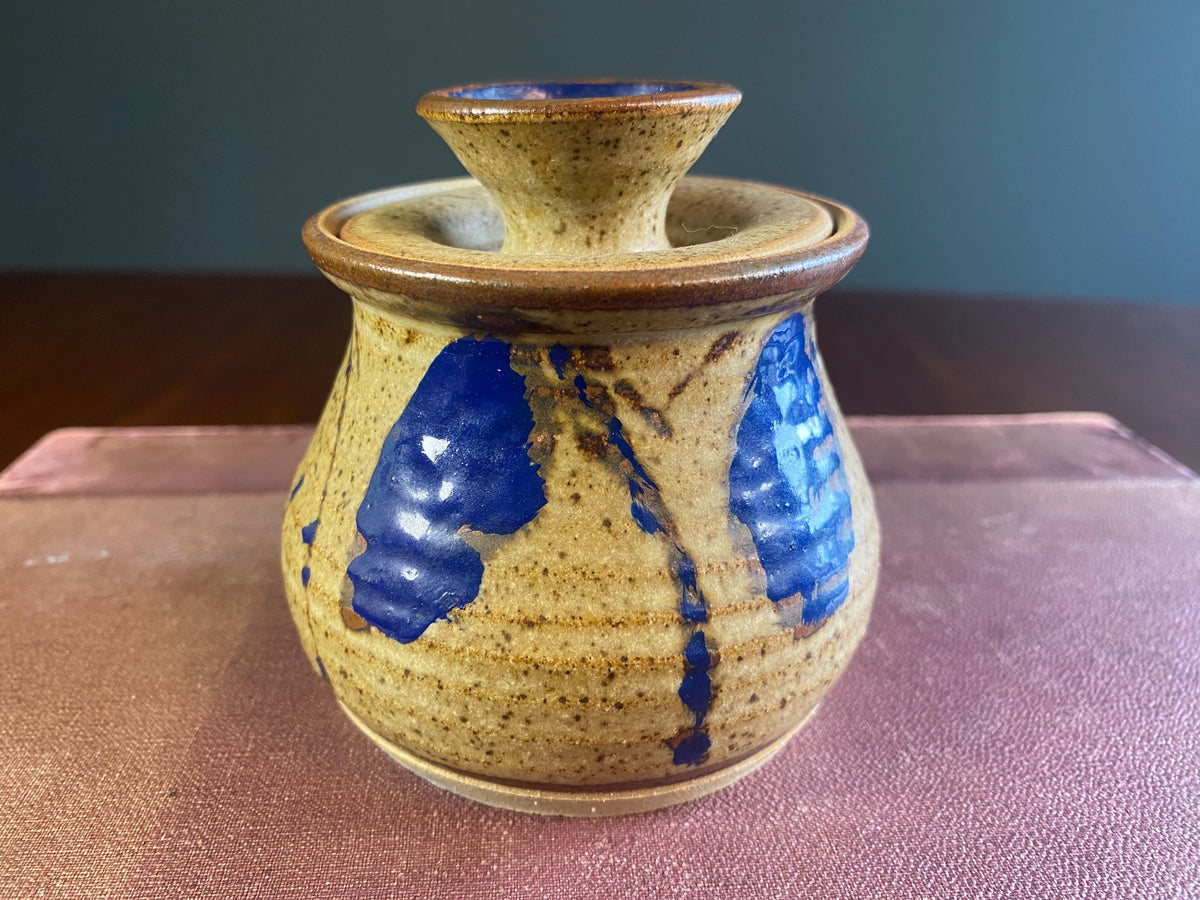 Studio Pottery Wax-Resist Lidded Jar