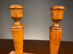Pair of Victorian Treen & Brass Candlesticks