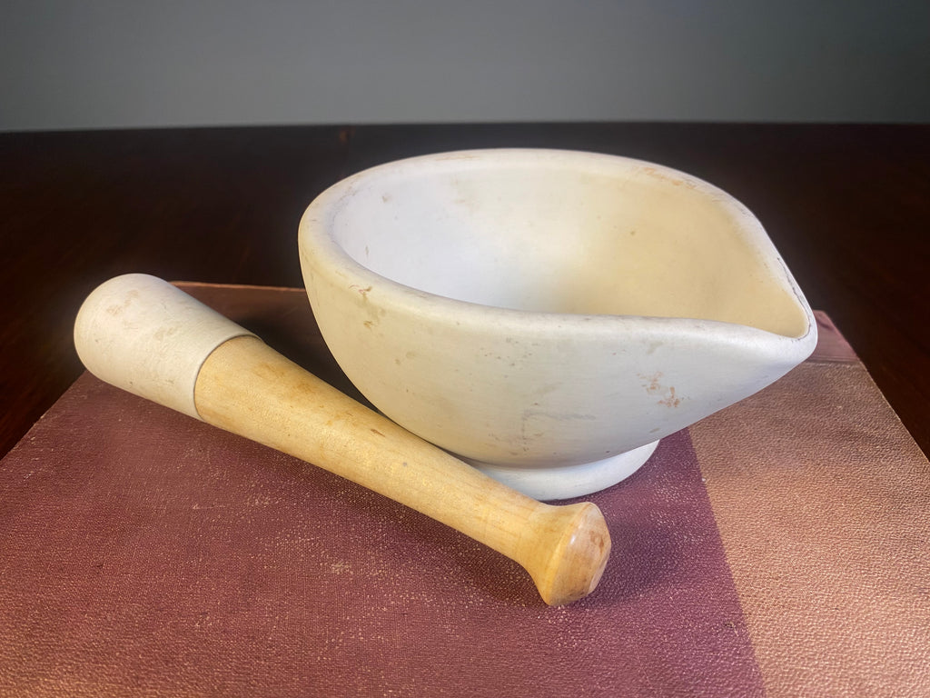 English Ceramic Mortar and Wooden-Handled Pestle, Size 2 — product photograph 5
