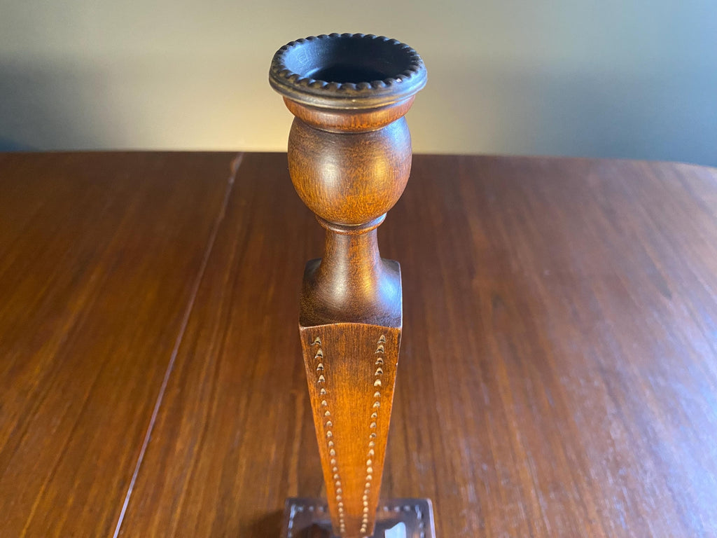 Vintage Carved Wooden Candlestick