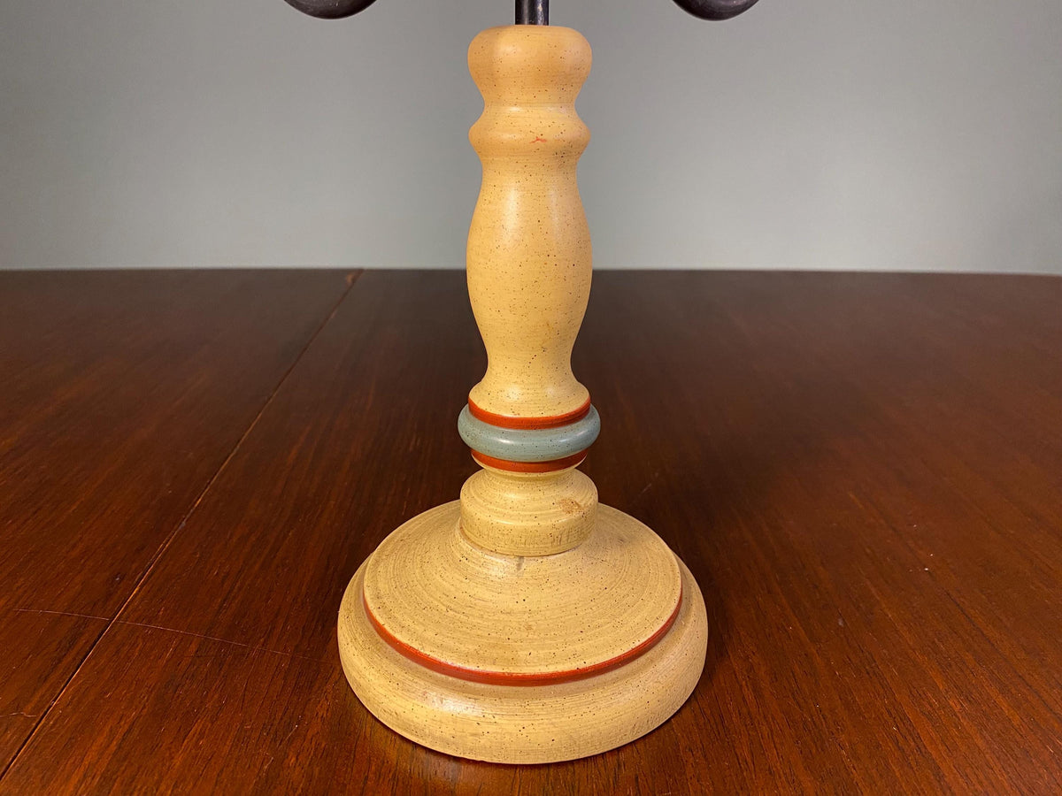 Vintage Cast Iron & Painted Wood Candelabra