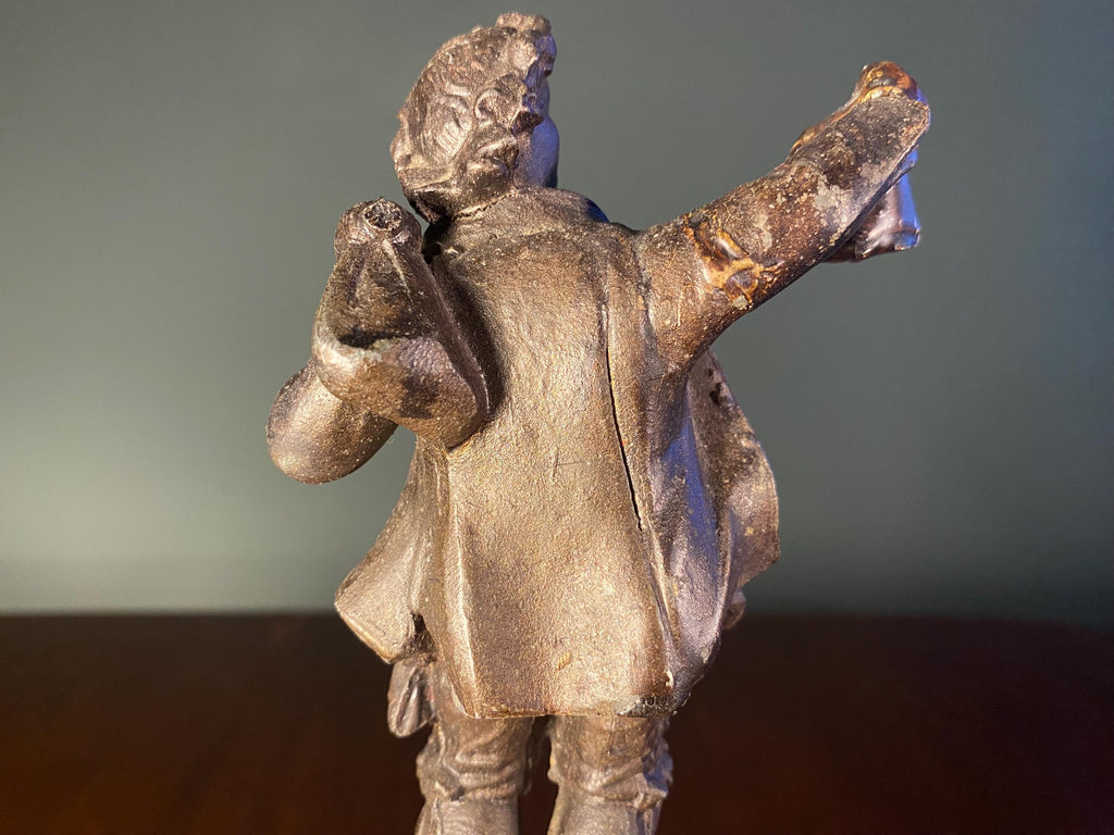 Vintage French Boy with Lantern Sculpture