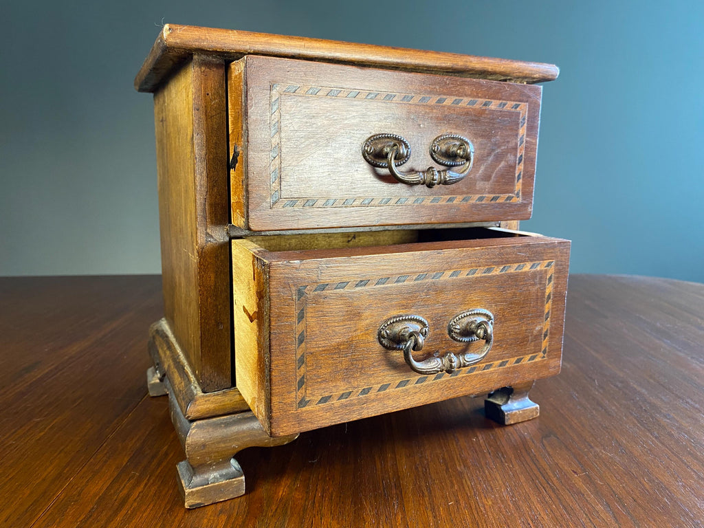 Vintage Inlaid Miniature Chest of Drawers