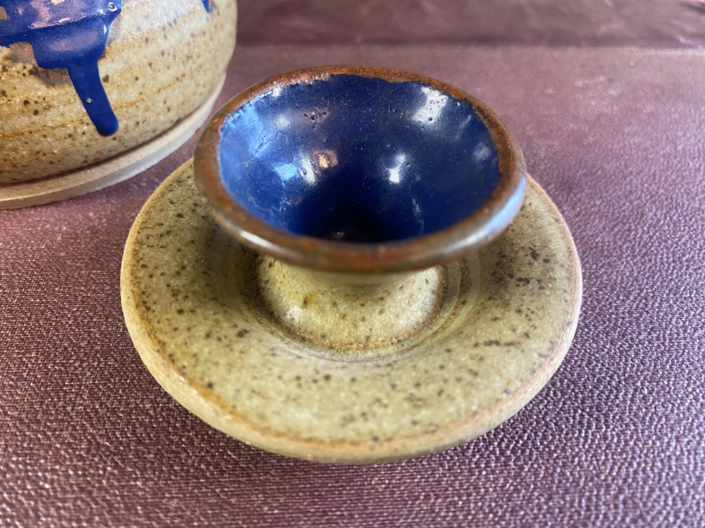 Studio Pottery Wax-Resist Lidded Jar