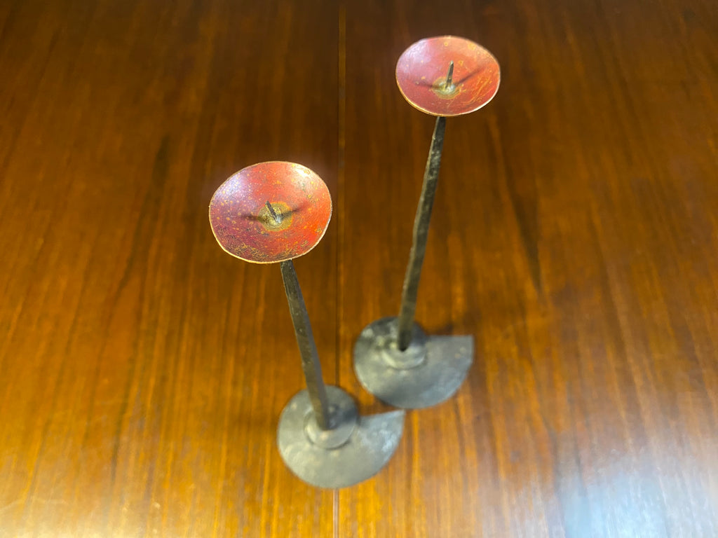 Brutalist-Style Iron Candelabra and Pair of Candlesticks — product photograph 13