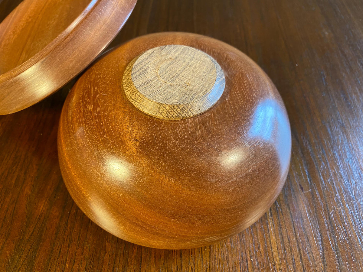 Mid-Century Turned Wood Lidded Dish