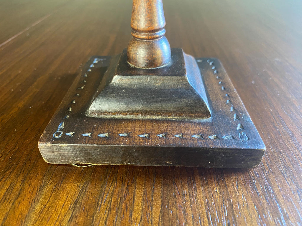 Vintage Carved Wooden Candlestick