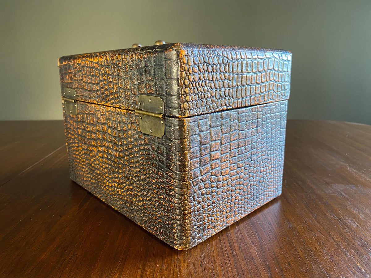 Mid-Century Faux Crocodile Vanity Box