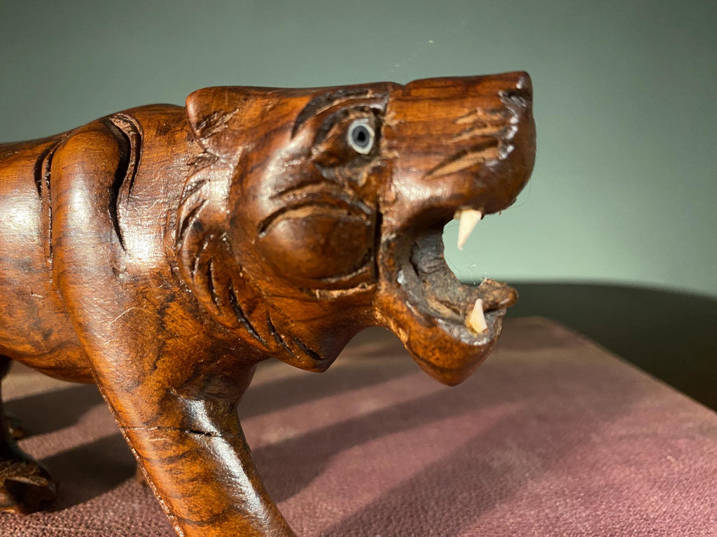 Vintage Carved Wooden Tiger