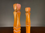 Pair of Tall Wooden Candlesticks with Square Bases