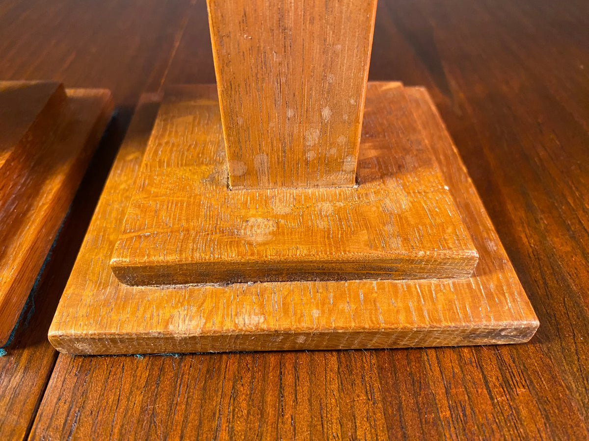 Pair of Tall Wooden Candlesticks with Square Bases