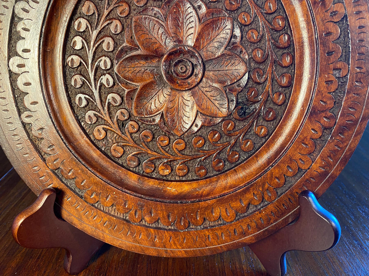 Vintage Carved Hardwood Plate