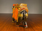 Pair of Painted Wooden Elephants with Decorative Saddles