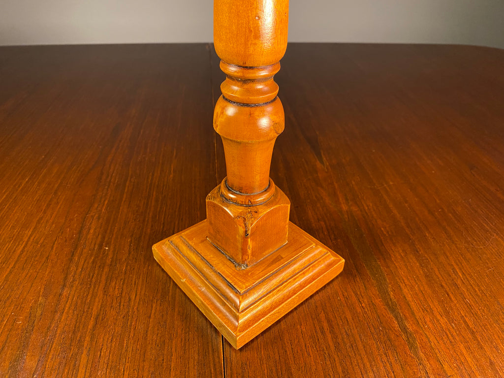 Tall Turned Wooden Candlestick with Square Base