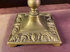 Ornate Brass Candlestick with Square Base