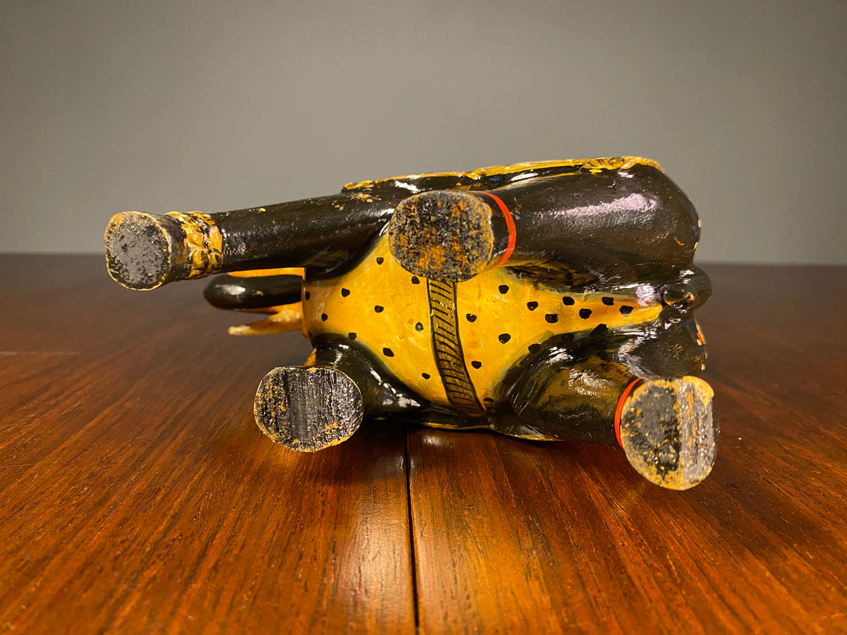 Pair of Painted Wooden Elephants with Decorative Saddles