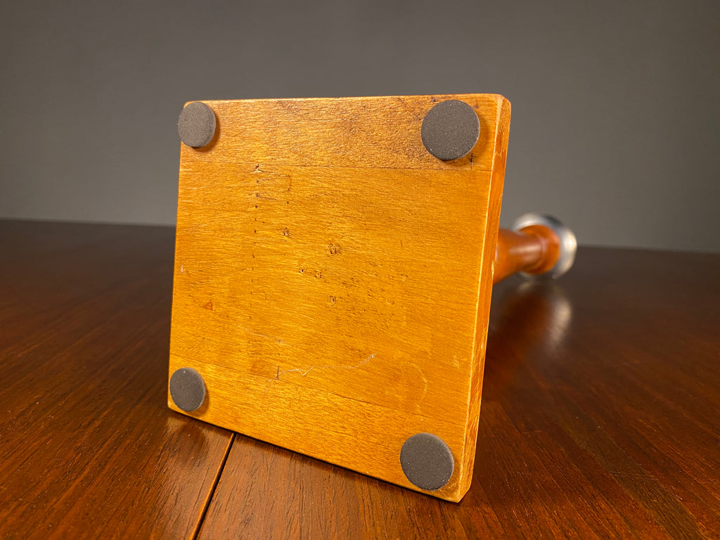Tall Turned Wooden Candlestick with Square Base
