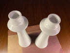 Pair of White Ceramic Tapered Candlesticks