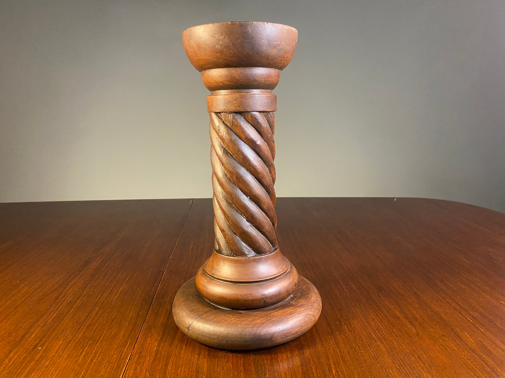 Carved Wooden Spiral Pillar Candle Holder — product photograph 6