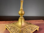 Ornate Brass Candlestick with Square Base