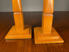Pair of Tall Wooden Candlesticks with Square Bases