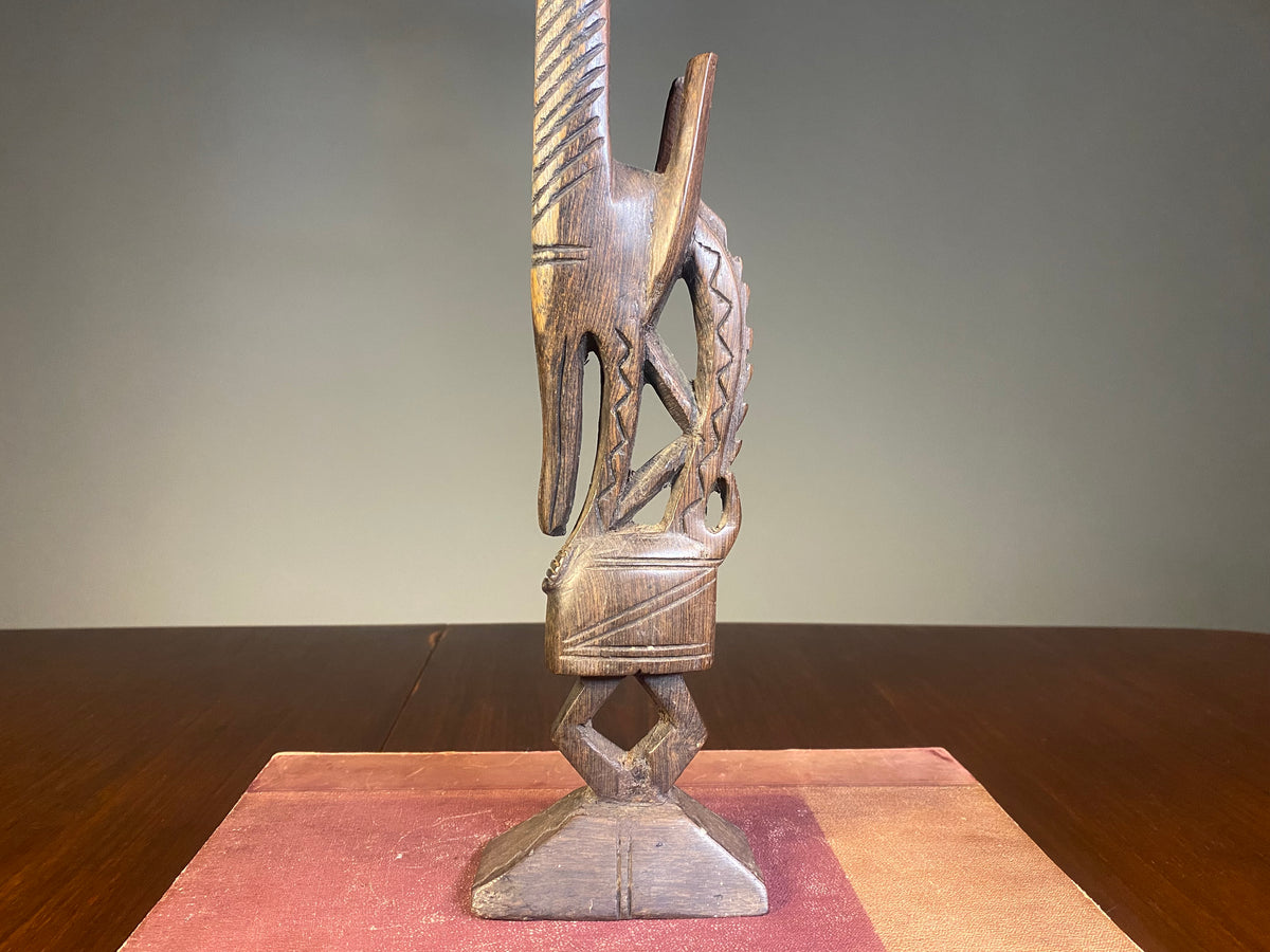 Carved Wooden Antelope Sculpture in the Chi Wara Style — product photograph 3