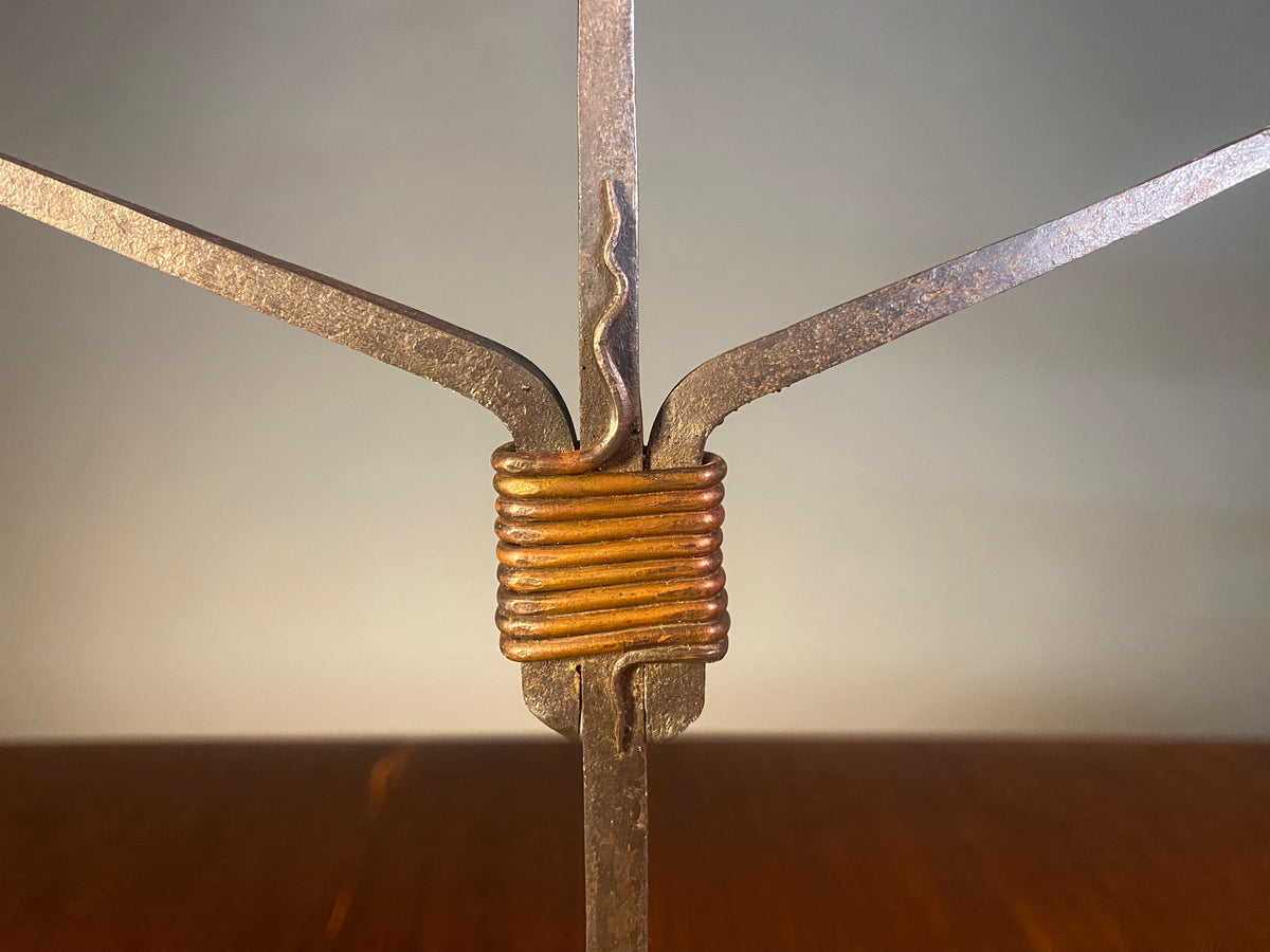 Brutalist-Style Iron Candelabra and Pair of Candlesticks — product photograph 3