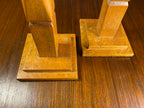 Pair of Tall Wooden Candlesticks with Square Bases