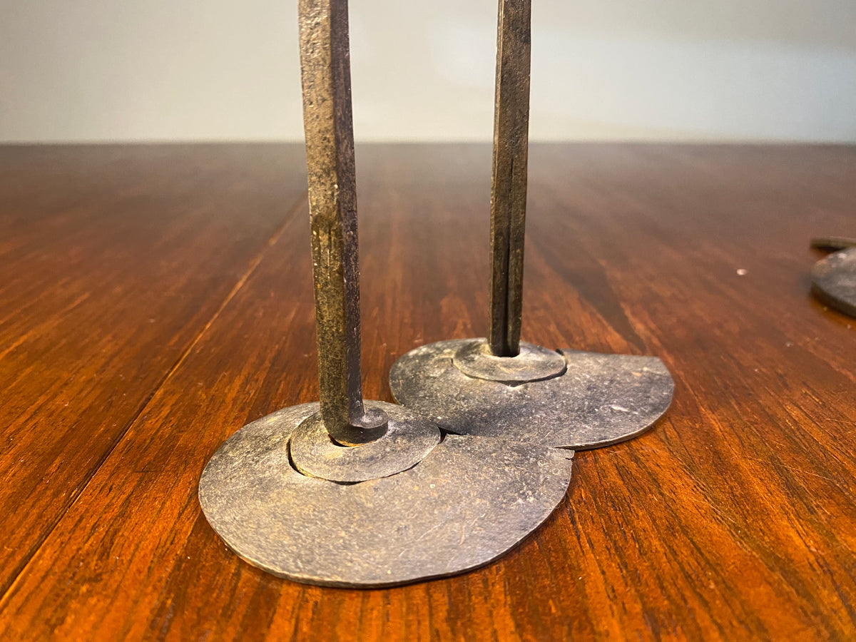 Brutalist-Style Iron Candelabra and Pair of Candlesticks — product photograph 10