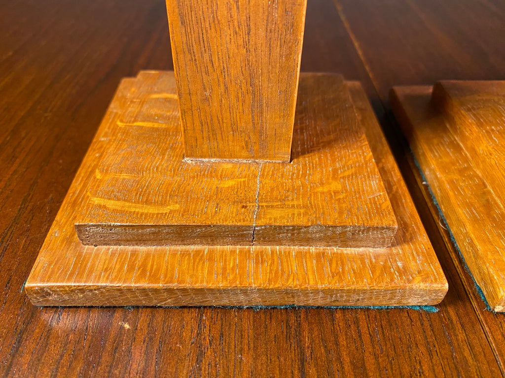 Pair of Tall Wooden Candlesticks with Square Bases