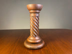 Carved Wooden Spiral Pillar Candle Holder — product photograph 1