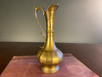 Vintage brass ewer with lobed body and angular handle