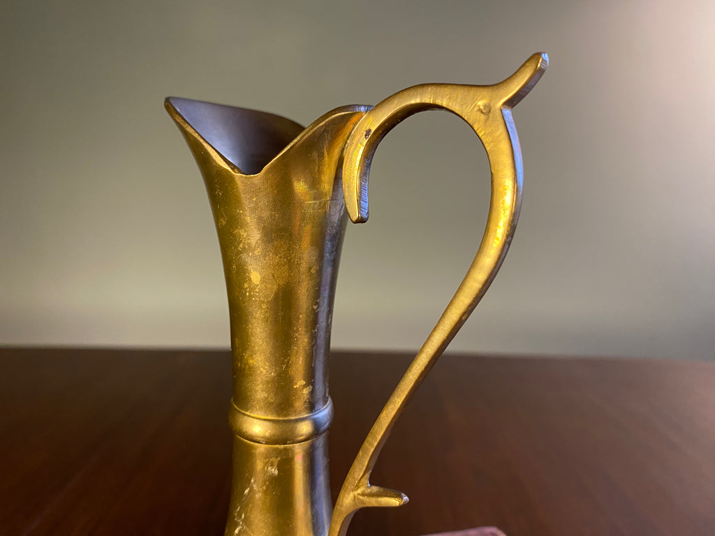 Vintage Brass Ewer with Lobed Body