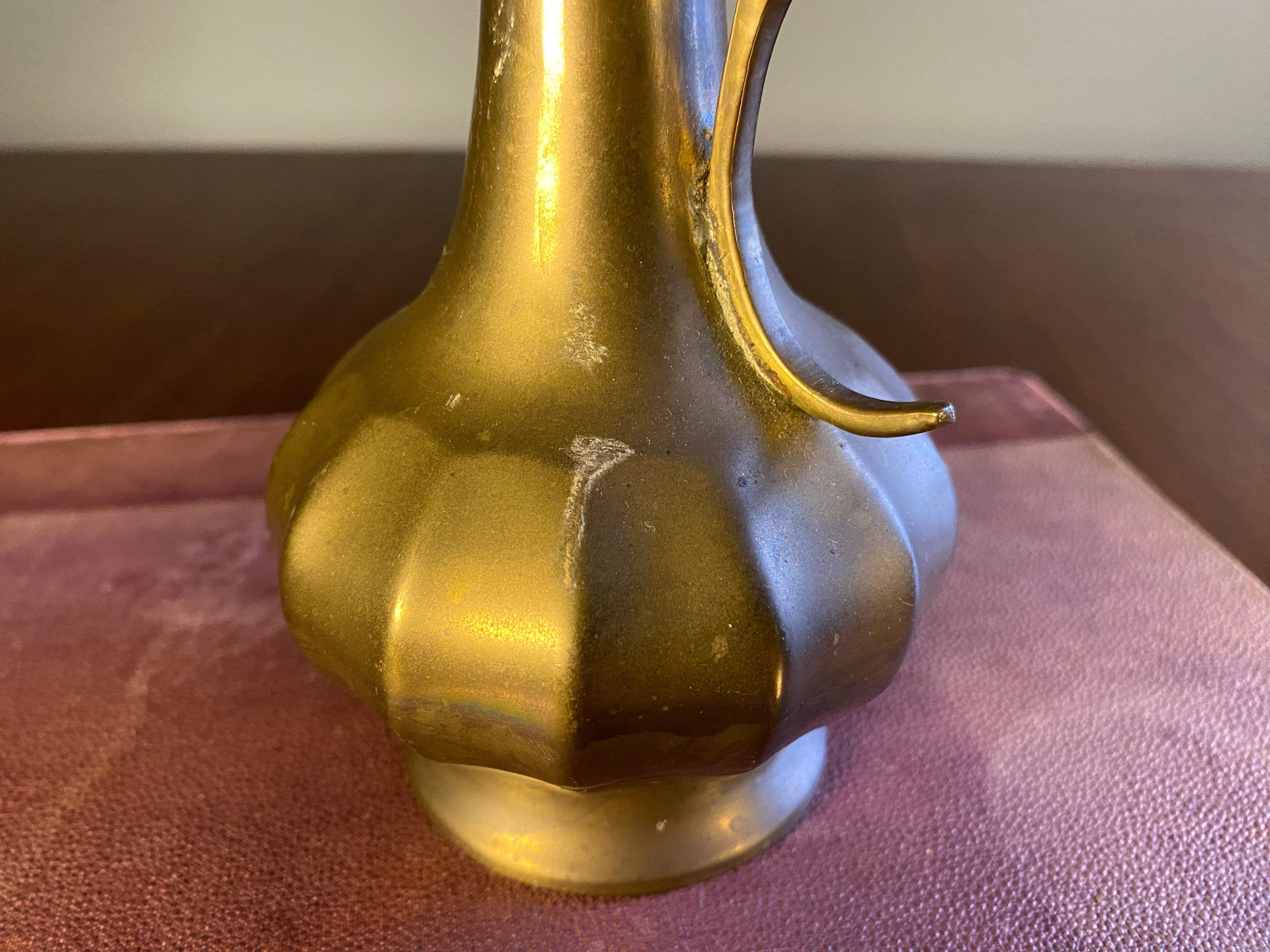 Vintage Brass Ewer with Lobed Body