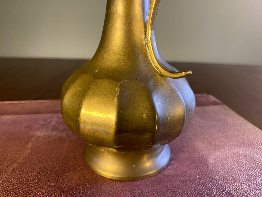 Vintage Brass Ewer with Lobed Body