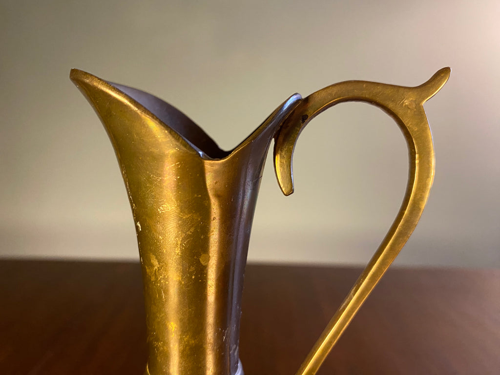 Vintage Brass Ewer with Lobed Body