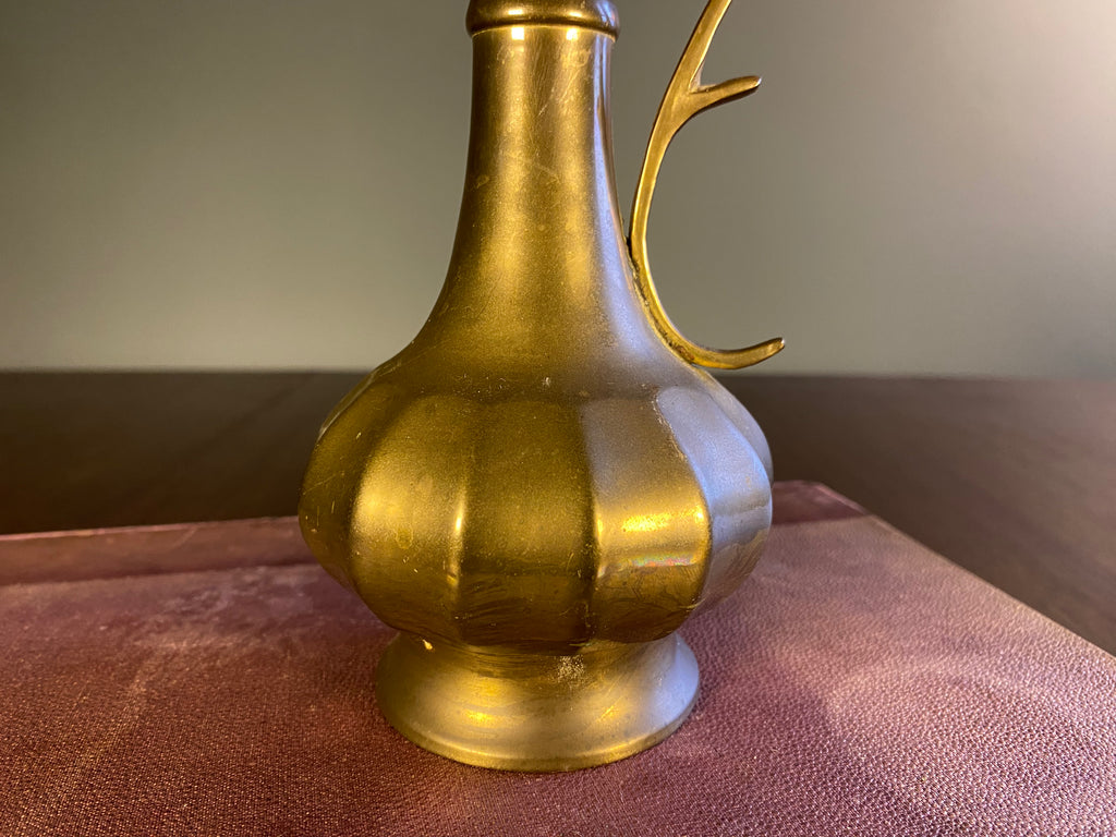 Vintage Brass Ewer with Lobed Body