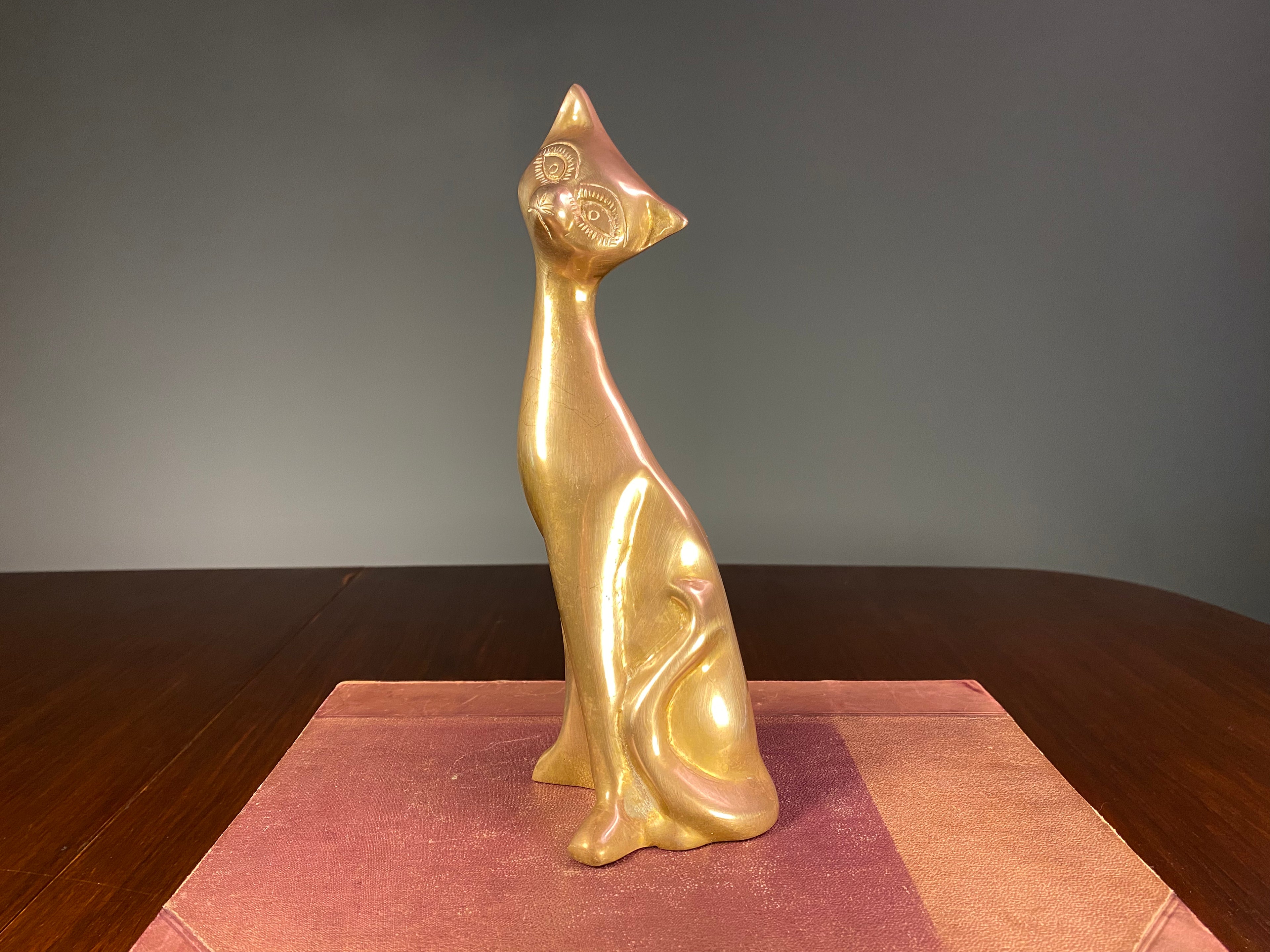 Mid-century brass Siamese cat ornament
