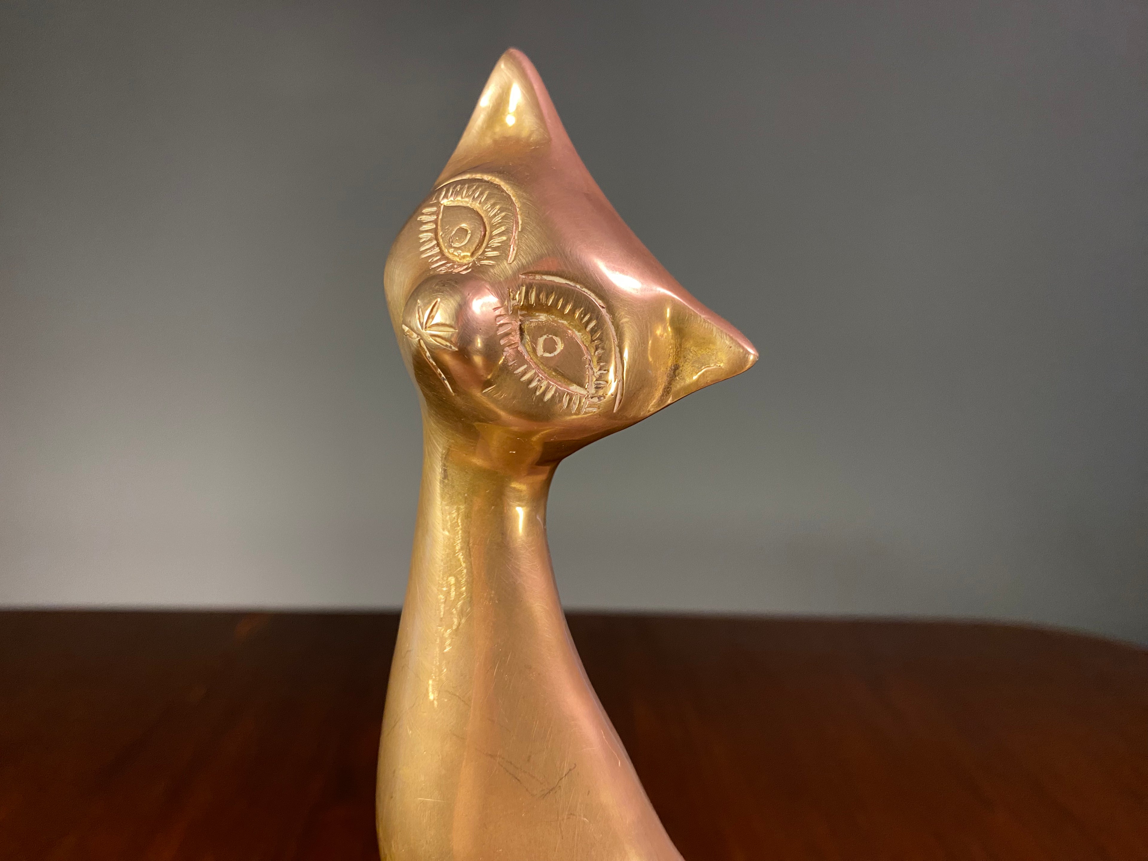 Mid-Century Brass Siamese Cat