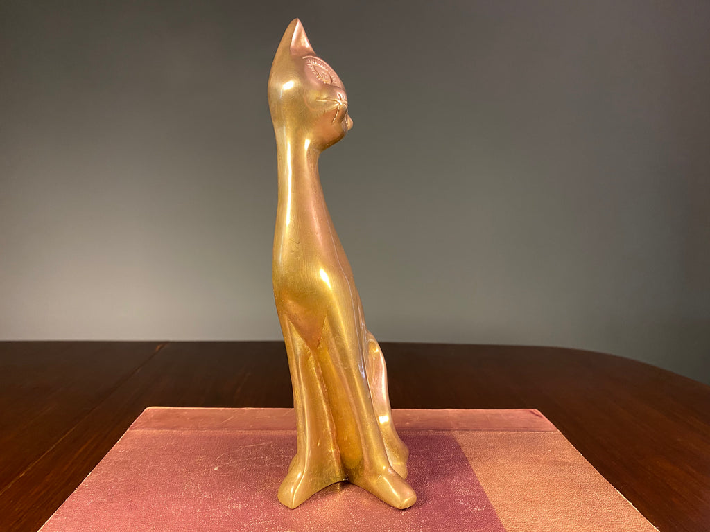 Mid-Century Brass Siamese Cat
