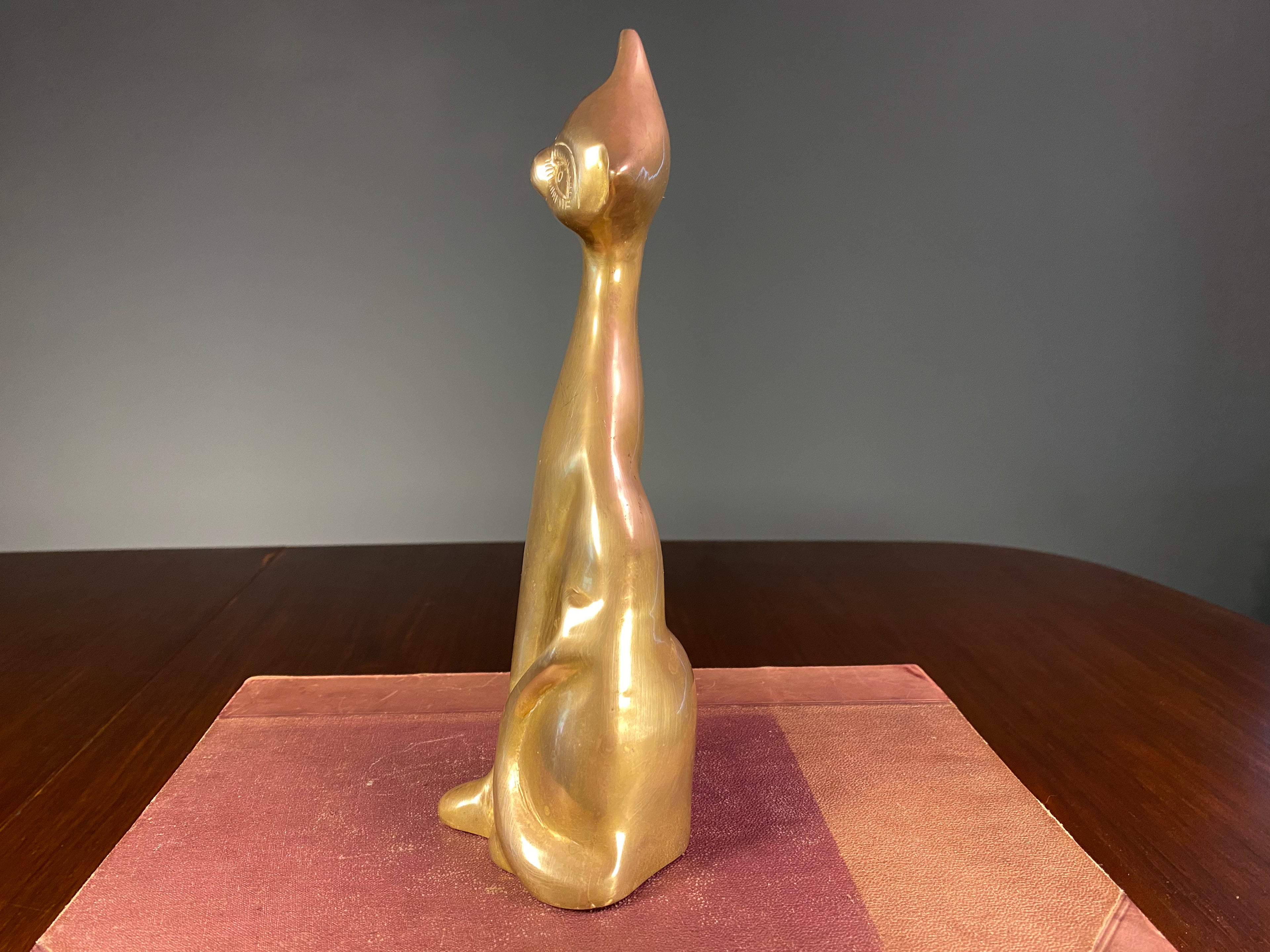 Mid-Century Brass Siamese Cat