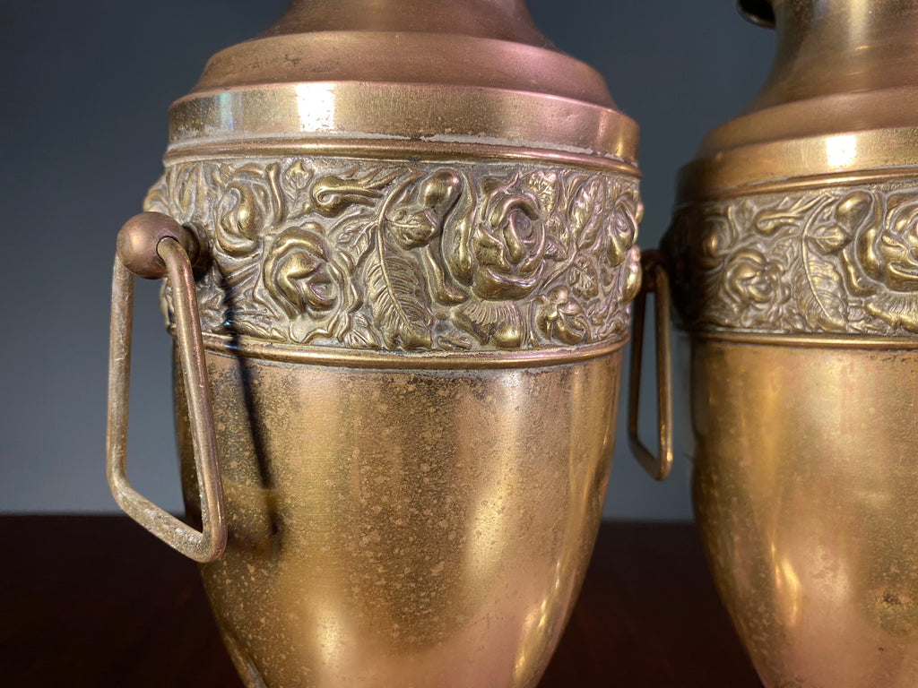 Pair of Vintage Brass and Copper Urns
