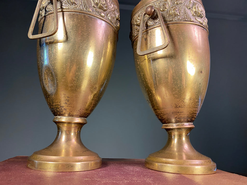 Pair of Vintage Brass and Copper Urns