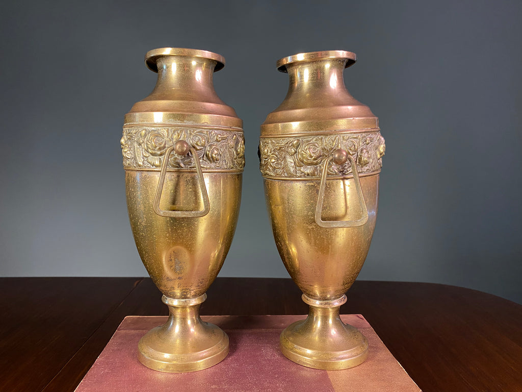 Pair of Vintage Brass and Copper Urns