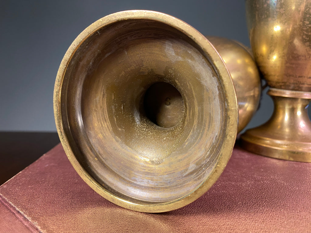 Pair of Vintage Brass and Copper Urns