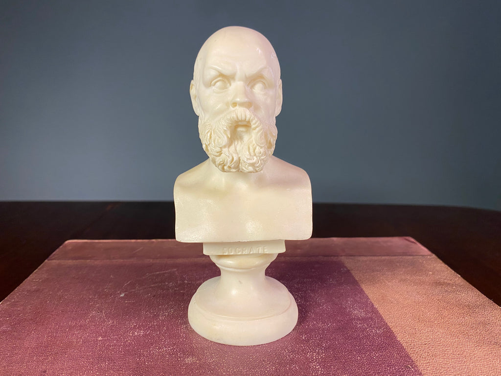 Vintage cast-alabaster bust of Socrates