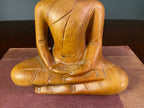 Vintage Carved Wooden Seated Buddha Figure